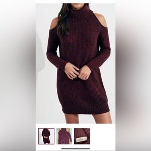 Burgundy Off-Shoulder Sweater Dress